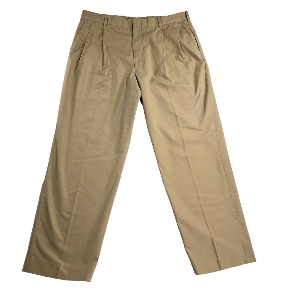 Land’s End Chino Pants Men’s 36W Regular x 29L Khaki Made In USA Pleated Front